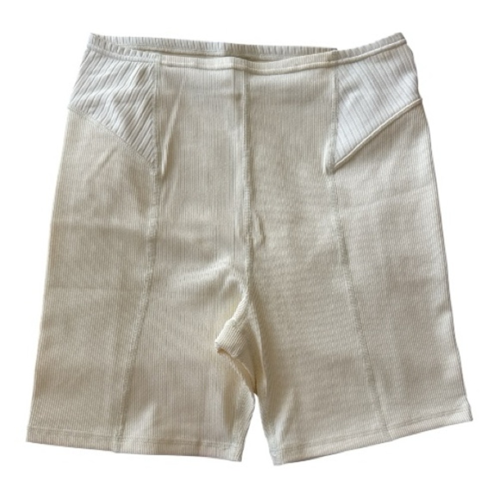 For Love & Lemons Dani Ribbed Biker Shorts High Rise Cream Size Large NWT